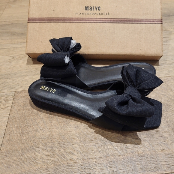 Anthropologie Meave black Wedge Sandle - Picture 2 of 7